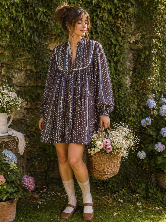 Mabel Dresses & Skirts - NWT MABEL Brown Patterned Prairie Dress, M